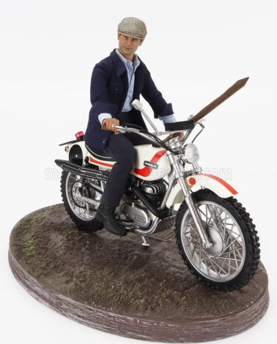 OSSA  250 AE73 ENDURO 1973 WITH TERENCE HILL SMALL ACTION FIGURE - FROM MOVIE - ALTRIMENTI CI ARRABBIAMO - TV SERIES - MOTORCYCLE  WHITE