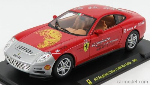 FERRARI  612 SCAGLIETTI TOUR CHINA 15.000 RED MILES 2004 - CON VETRINA - WITH SHOWCASE  RED SILVER