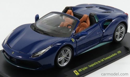 FERRARI  488 SPIDER 2015 - INSPIRED BY THE 166 TOURING BARCHETTA - CON VETRINA - WITH SHOWCASE  BLUE MET