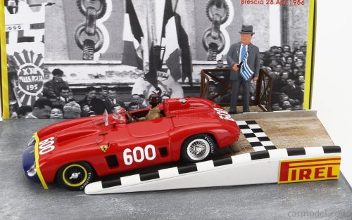 FERRARI  DIORAMA - 290MM SPIDER s/n0626 N 600 MILLE MIGLIA 1956 JUAN MANUEL FANGIO  RED BLUE YELLOW