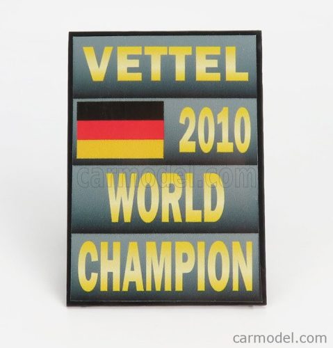 ACCESSORIES  F1  WORLD CHAMPION PLATE PIT BOARD - RED BULL RB5 RED BULL N 5 SEASON 2010 SEBASTIAN VETTEL  GREY BLACK YELLOW