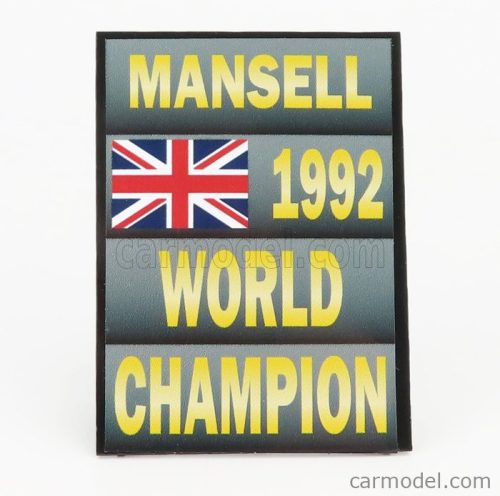 ACCESSORIES  F1  WORLD CHAMPION PLATE PIT BOARD - WILLIAMS FW14B RENAULT N 5 SEASON 1992 NIGEL MANSELL  GREY BLACK YELLOW