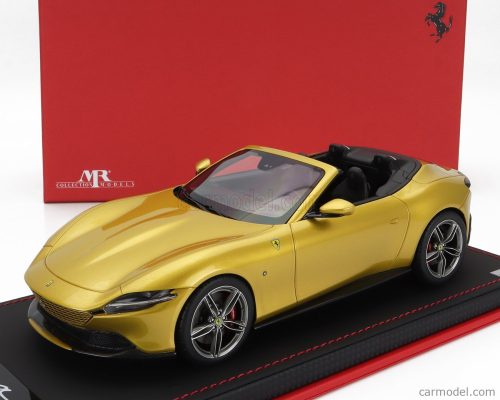 FERRARI  ROMA SPIDER OPEN 2020 - CON VETRINA - WITH SHOWCASE  GIALLO MONTECARLO - YELLOW MET