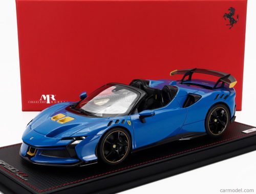 FERRARI  SF90 XX STRADALE SPIDER 2024 - CON VETRINA - WITH SHOWCASE  AZZURRO DINO - LIGHT BLUE BLACK YELLOW