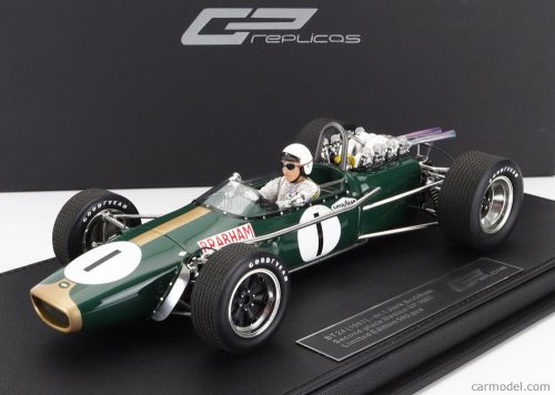 BRABHAM  F1  BT24 REPCO N 1 2nd MEXICO GP (with pilot figure) 1967 JACK BRABHAM - CON VETRINA - WITH SHOWCASE  GREEN GOLD