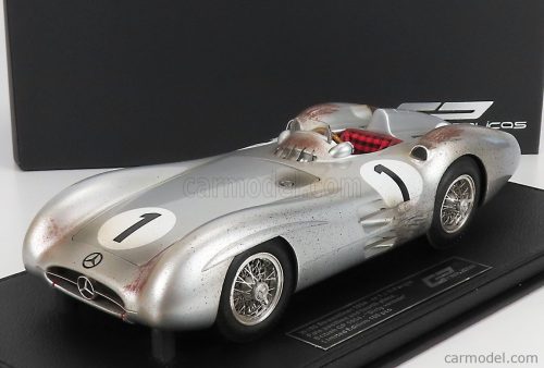 MERCEDES BENZ - F1 W196R STREAMLINERS N 1 POLE POSITION AND 4th BRITISH GP (DIRTY VERSION) JUAN MANUEL FANGIO 1954 WORLD CHAMPION - CON VETRINA - WITH SHOWCASE