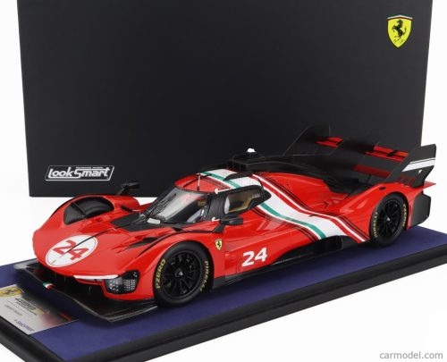 FERRARI  499P 3.0L TURBO V6 N 24 MODIFICATA LAUNCH VERSION 2024 - CON VETRINA - WITH SHOWCASE  RED WHITE BLACK