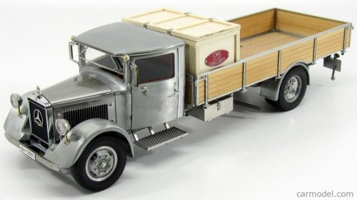 MERCEDES BENZ  LO2750 PLATFORM TRUCK WITH WOODEN BOX CAR TRANSPORTER 1936  GREY WOOD