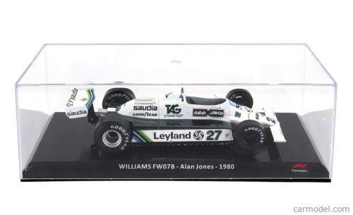 WILLIAMS  F1  FW07B N 27 WORLD CHAMPION SEASON 1980 ALAN JONES - CON VETRINA - WITH SHOWCASE  WHITE GREEN