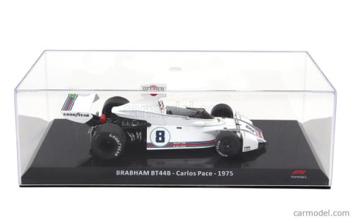 BRABHAM  F1  BT44B TEAM MARTINI RACING N 8 SEASON 1975 CARLOS PACE - CON VETRINA - WITH SHOWCASE  WHITE