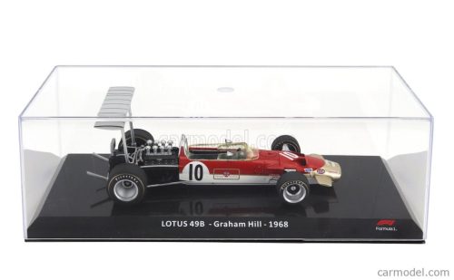 LOTUS  F1  TYPE 49B N 10 WORLD CHAMPION SEASON 1968 GRAHAM HILL - CON VETRINA - WITH SHOWCASE  RED WHITE GOLD