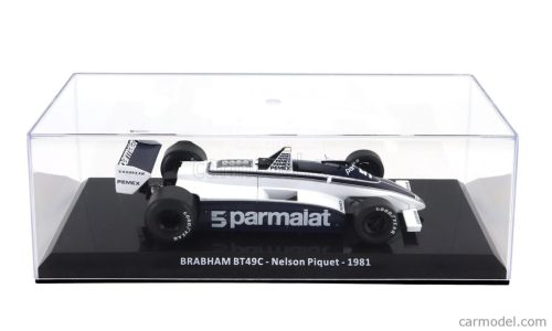 BRABHAM  F1  BT49C PARMALAT RACING TEAM N 5 WORLD CHAMPION SEASON 1981 NELSON PIQUET - CON VETRINA - WITH SHOWCASE  WHITE BLUE