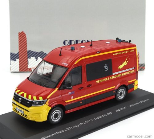 VOLKSWAGEN  KRAFTER L2H2 LANERY VPL SDIS 71 SAONE ET LOIRE VEHICULE SECOURS NAUTIQUES SAPEURS POMPIERS 2020  RED YELLOW