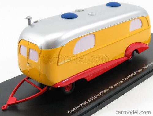 TRAILER  CARAVAN ASSOMPTION CIRCUS PINDER 1958  YELLOW RED SILVER