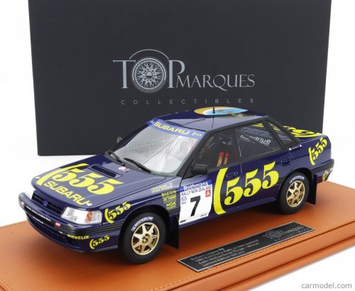 SUBARU  LEGACY RS N 7 WINNER RALLY NEW ZEALAND 1993 COLIN McRAE - DEREK RINGER - CON VETRINA - WITH SHOWCASE  BLUE YELLOW