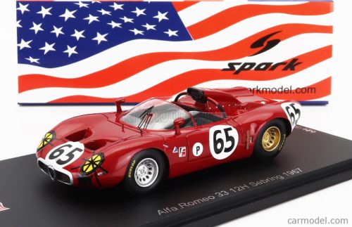 ALFA ROMEO  33 SPIDER TEAM AUTODELTA N 65 12h SEBRING 1967 A.DE ADAMICH - T.ZECCOLI  RED