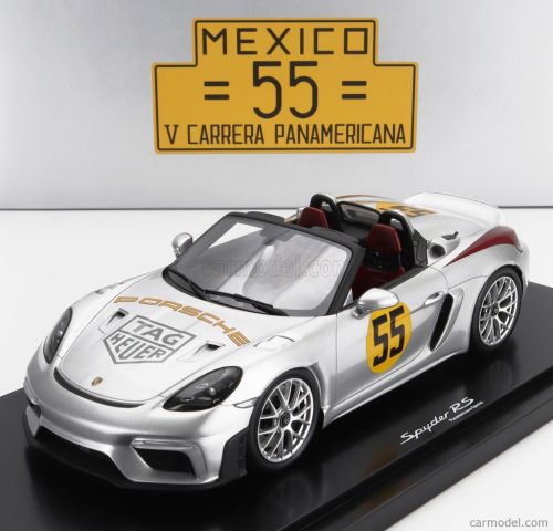 PORSCHE  718 (982) SPIDER RS N 55 TRIBUTE RALLY PANAMERICANA LIVERY 2024 - CON VETRINA - WITH SHOWCASE  SILVER