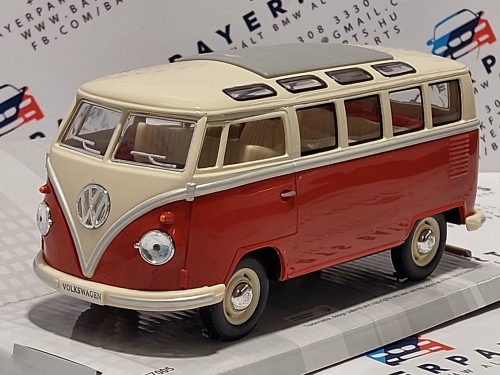 VW Bulli T1 transporter Samba (1962) - piros/krém - Kinsmart - 1:24