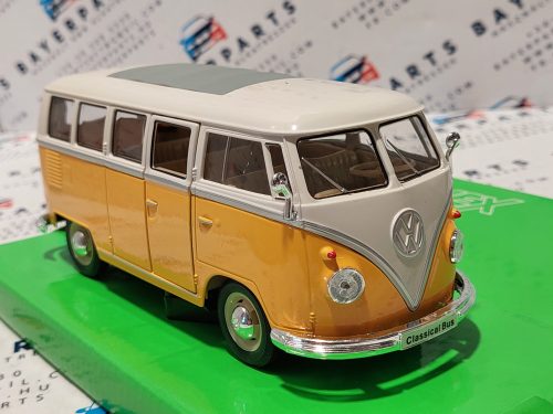 Volkswagen VW T1 Transporter Classis bus (1962) - sárga/fehér -  Welly - 1:24