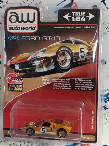 Ford GT40 #5 (1966) - arany -  Auto World - 1:64