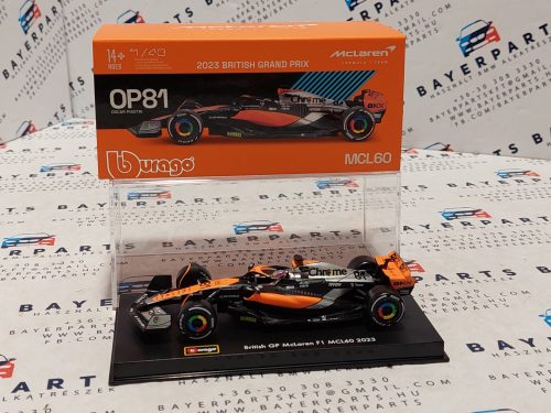 McLaren MCL60 F1 #81 (2023) - British GP 4th - Oscar Piastri - PILÓTÁVAL -  BBurago - 1:43