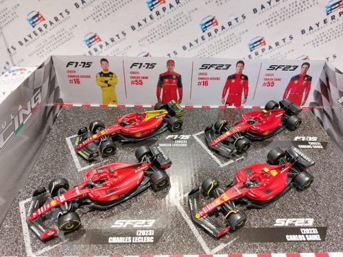 Ferrari F1 szett - 2023 SF-23 Charles Leclerc - 2023 SF-23 Carlos Sainz (Monza) - 2022 F1-75 Charles Leclerc (Monza) - 2022 F1-75 Carlos Sainz  -  Burago - 1:43